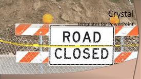  Presentation with highway road sign - Slide deck enhanced with dead end street - road closed sign background and a  colored foreground