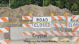  Presentation with road stop sign - Presentation theme having dead end street - road closed sign background and a mint green colored foreground