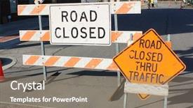  Presentation with highway road sign - Colorful slide deck enhanced with sad old citizens - life concept portrait backdrop and a coral colored foreground