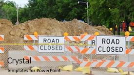  Presentation with dead end street - Audience pleasing slide deck consisting of dead end street - road closed signs backdrop and a soft green colored foreground