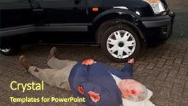  Presentation with dead egret birds lying - Amazing PPT theme having dead or unconscious man lying backdrop and a tawny brown colored foreground