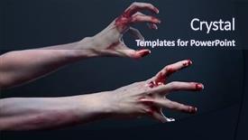  Presentation with zombie - Beautiful slides featuring dead person - zombie stretching his bloody hands backdrop and a wine colored foreground