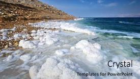  Presentation with salt - Beautiful PPT theme featuring dead sea israel salt formations backdrop and a light blue colored foreground