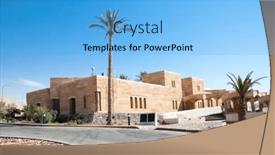  Presentation with panoramic - Slide deck with dead-sea-mosueum-panoramic-view background and a light blue colored foreground