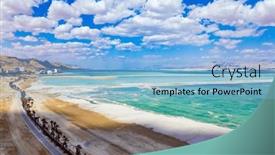  Presentation with seashore - PPT layouts featuring dead-sea-the-water-reflects background and a light blue colored foreground
