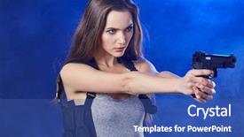  Presentation with sexy girl - Colorful slides enhanced with dead stars - beautiful sexy girl holding gun backdrop and a ocean colored foreground