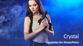  Presentation with sexy girl - Theme consisting of dead stars - beautiful sexy girl holding gun background and a ocean colored foreground