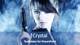  Presentation with sexy girl - PPT theme having dead stars - beautiful sexy girl holding gun background and a ocean colored foreground