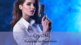  Presentation with sexy girl in stars - Amazing PPT layouts having dead stars - beautiful sexy girl holding gun backdrop and a light blue colored foreground