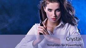  Presentation with sexy girl - Audience pleasing PPT theme consisting of dead stars - beautiful sexy girl holding gun backdrop and a light blue colored foreground