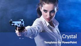  Presentation with sexy girl - Presentation theme having dead stars - beautiful sexy girl holding gun background and a ocean colored foreground