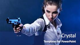  Presentation with sexy girl in stars - Amazing PPT theme having dead stars - beautiful sexy girl holding gun backdrop and a  colored foreground