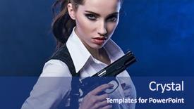  Presentation with sexy girl - Beautiful presentation theme featuring dead stars - beautiful sexy girl holding gun backdrop and a ocean colored foreground