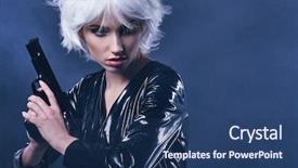  Presentation with sexy girl in stars - Audience pleasing PPT theme consisting of dead stars - beautiful sexy girl holding gun backdrop and a  colored foreground