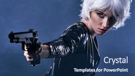  Presentation with sexy girl in stars - Amazing PPT theme having dead stars - beautiful sexy girl holding gun backdrop and a  colored foreground