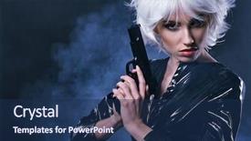  Presentation with sexy girl in stars - Slides consisting of dead stars - beautiful sexy girl holding gun background and a  colored foreground