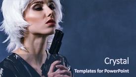 Presentation with sexy girl - PPT theme with dead stars - beautiful sexy girl holding gun background and a ocean colored foreground