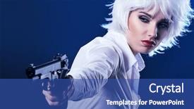  Presentation with sexy girl - Colorful slide set enhanced with dead stars - beautiful sexy girl holding gun backdrop and a  colored foreground