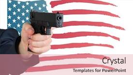  Presentation with gun american flag - Presentation theme having dead stars - digital composite of hand holding background and a coral colored foreground