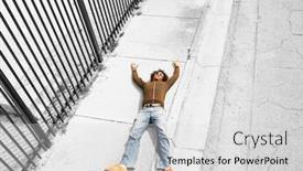  Presentation with pavement - PPT theme having dead-victim-lying-on-pavement background and a light gray colored foreground