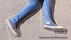  Presentation with asphalt - Slide set enhanced with dead woman laying on asphalt background and a light gray colored foreground