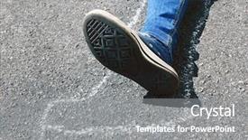  Presentation with asphalt - PPT theme having dead woman laying on asphalt background and a gray colored foreground