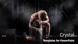  Presentation with barbell health - Amazing PPT theme having deadlift-muscular-man-workout backdrop and a black colored foreground