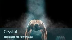  Presentation with barbell - PPT theme featuring deadlift-muscular-man-workout background and a ocean colored foreground
