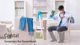  Presentation with late - Theme enhanced with missed meetings - businessman late for office due background and a soft green colored foreground