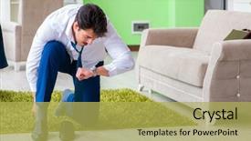  Presentation with work awards - Slide deck with missed meetings - man dressing up and late background and a yellow colored foreground