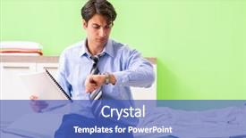  Presentation with late - Presentation enhanced with missed meetings - young businessman employee late background and a teal colored foreground