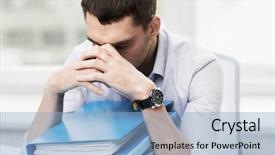  Presentation with paperwork - Beautiful PPT theme featuring deadline stress and paperwork concept backdrop and a light blue colored foreground