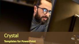  Presentation with creative thinking - Slide deck featuring deadline technology and people concept background and a tawny brown colored foreground