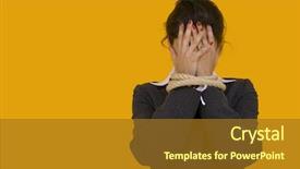  Presentation with deadlock - Audience pleasing slide set consisting of deadlock - businesswoman shame backdrop and a gold colored foreground