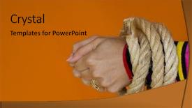  Presentation with deadlock - Slide deck enhanced with deadlock - hands tied-up background and a  colored foreground