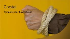  Presentation with deadlock - PPT theme enhanced with deadlock - hands tied-up background and a gold colored foreground