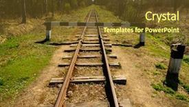  Presentation with deadlock - Slide set with deadlock on the railway background and a tawny brown colored foreground