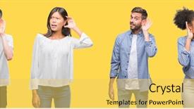  Presentation with deaf - Theme enhanced with deaf - collage of group people women background and a yellow colored foreground
