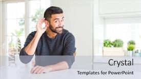  Presentation with home is where the heart is - Presentation theme consisting of deaf - handsome hispanic man wearing casual background and a light blue colored foreground