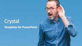  Presentation with hearing - Slides with deaf - middle age hoary senior man background and a teal colored foreground