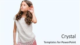  Presentation with hearing - Presentation theme having deaf children - brunette hispanic girl smiling background and a  colored foreground