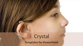  Presentation with hearing aid - Presentation enhanced with deaf children - young girl wearing a hearing background and a coral colored foreground