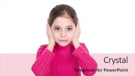  Presentation with ears - Beautiful presentation theme featuring deaf children - young little girl covering ears backdrop and a  colored foreground