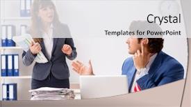  Presentation with hearing aid - Presentation theme with deaf employee using hearing aid background and a white colored foreground