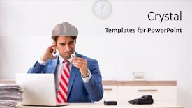  Presentation with hearing aid - Beautiful theme featuring deaf employee using hearing aid backdrop and a sky blue colored foreground