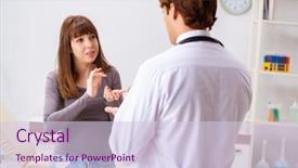  Presentation with deaf - PPT theme having deaf-mute female patient visiting background and a lemonade colored foreground