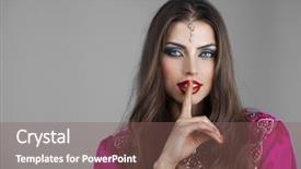  Presentation with pretty girl - Presentation design consisting of deaf school - portrait of attractive girl background and a violet colored foreground