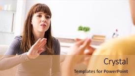  Presentation with deaf - Cool new PPT theme with deaf school - woman and man learning sign backdrop and a yellow colored foreground