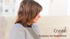  Presentation with cochlear implant - Cool new PPT theme with deaf woman with cochlear implant backdrop and a lemonade colored foreground