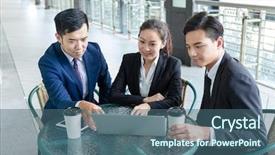  Presentation with how to deal hostile people - Colorful presentation theme enhanced with deal at coffee shop backdrop and a ocean colored foreground